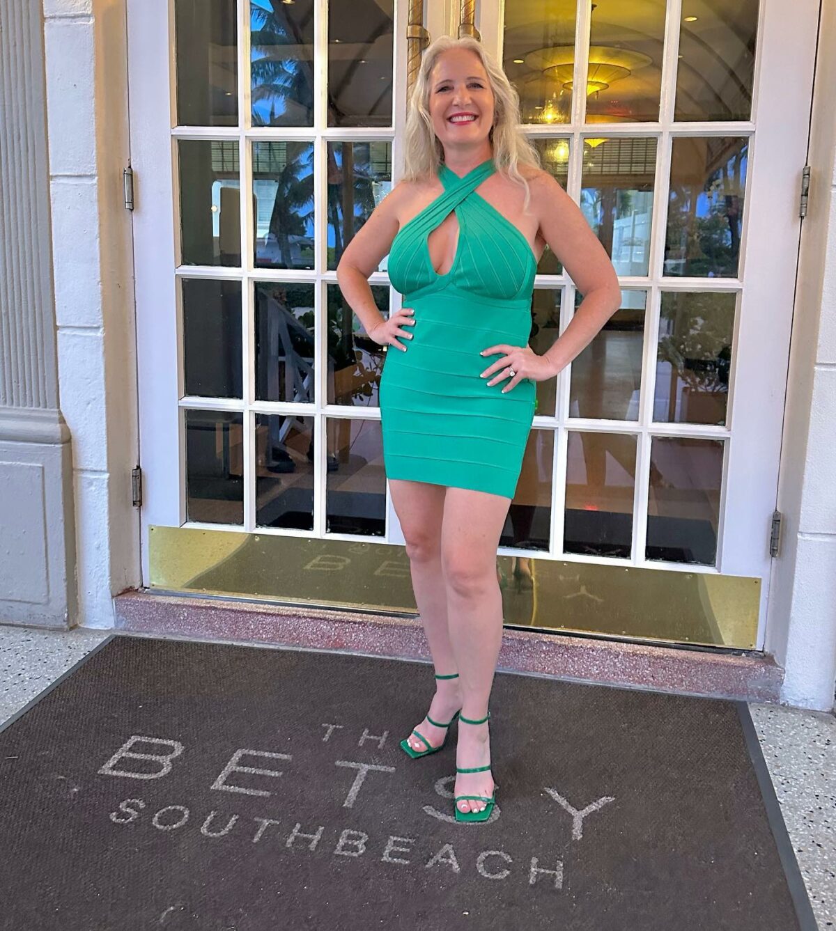 Cindy Rose aka Bombshell Nurse out front of The Besty Hotel in South Beach Miami 1